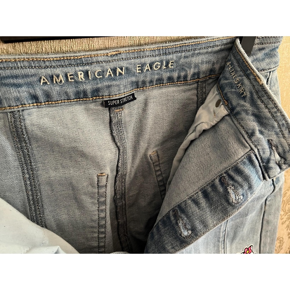 American Eagle AE Hello Kitty Women's Denim Jean Skirt Upcycled Sz.6 Cottagecore - Picture 10 of 10